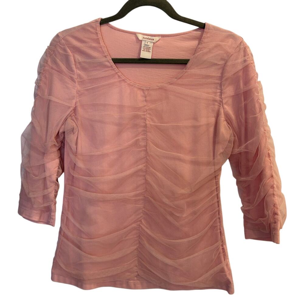 Sundance Size Small S Pink Ruffle Mesh Blouse Top Unique Girly Ballerina